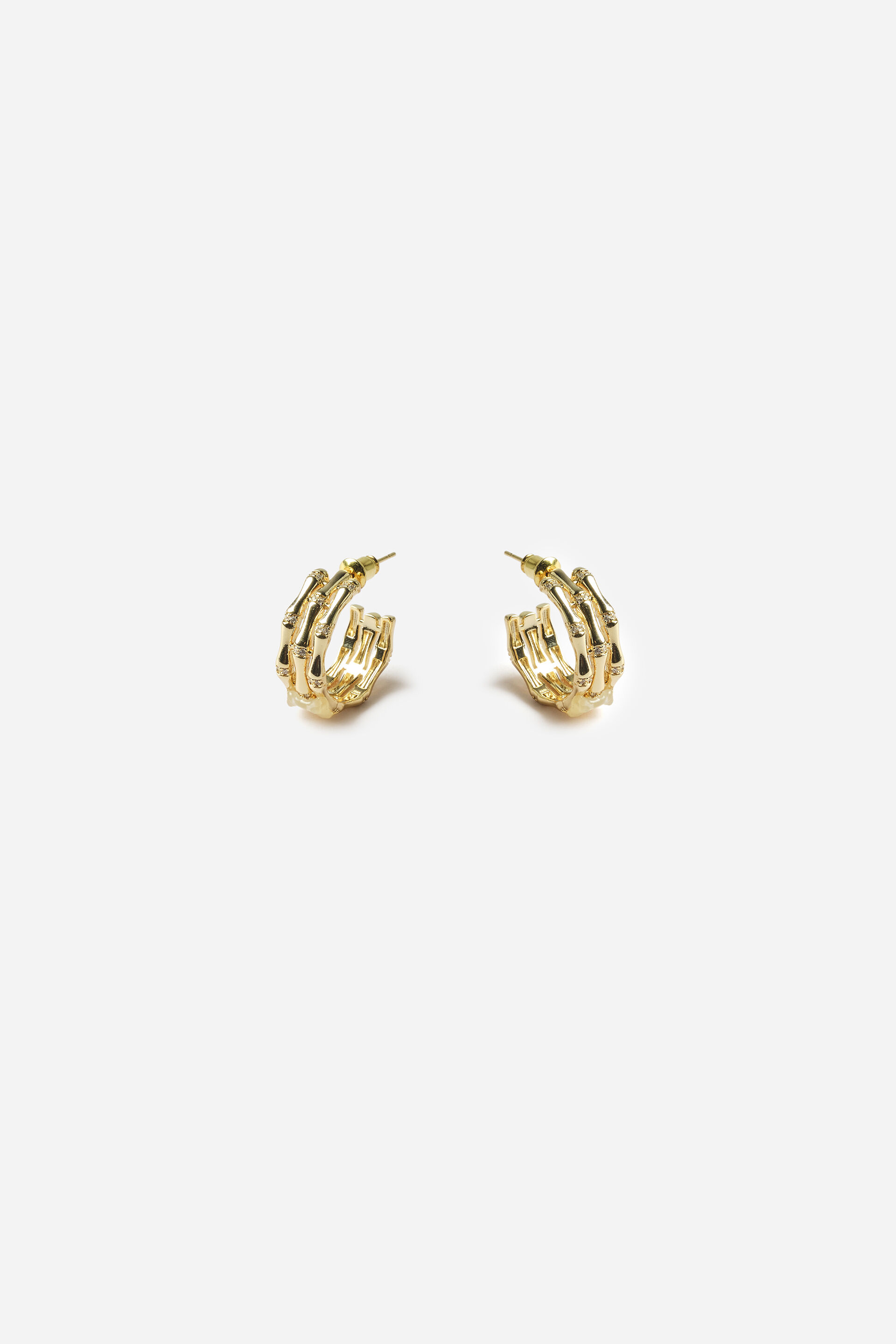 Calira Golden Hoop Earrings, , image 1